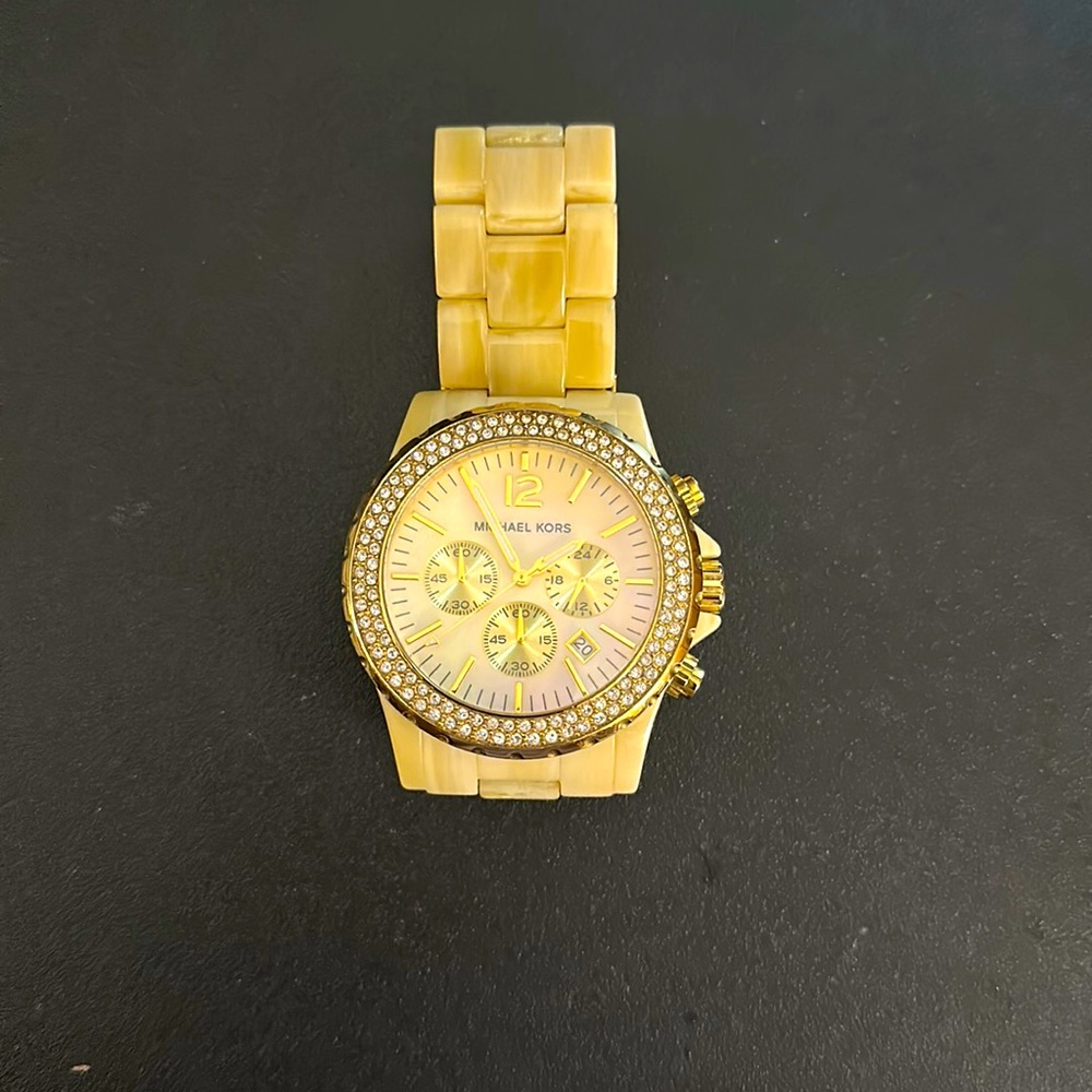 Michael Kors ladies watch, ivory marble colored